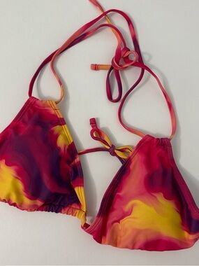 SHEIN Pink and Yellow Gradient Triangle Bikini Top